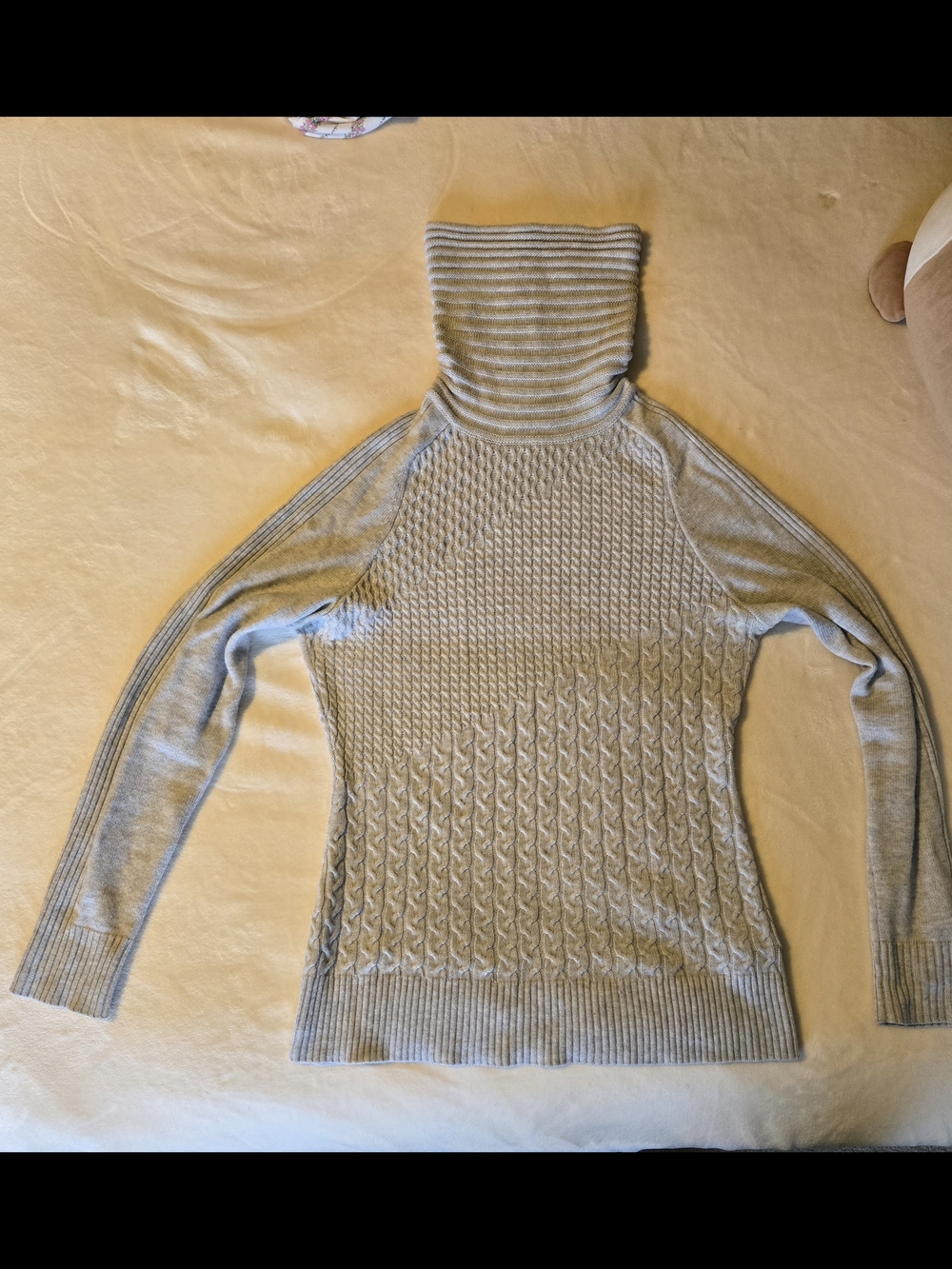 Smartwool Dacono Light Gray Merino Cable Turtleneck Sweater